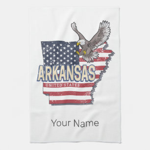 Arkansas United States Retro Map Vintage USA Kitchen Towel