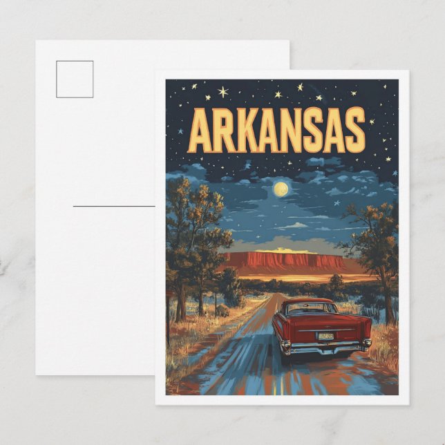 Arkansas USA Vintage Illustration Travel Postcard (Front/Back)