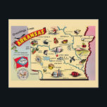 Arkansas Vintage Map Postcard<br><div class="desc">Colorful vintage postcard map of the State of Arkansas repurposed on a new postcard to use for any occasion.</div>