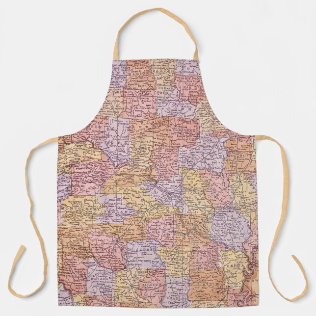 Arkansas Vintage Road Map Apron (Front)