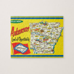 Arkansas Vintage Road Map Postcard  Jigsaw Puzzle