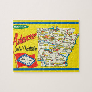 Arkansas Vintage Road Map Postcard Jigsaw Puzzle