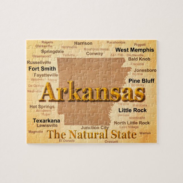 Arkansas Vintage Style Map Jigsaw Puzzle (Horizontal)
