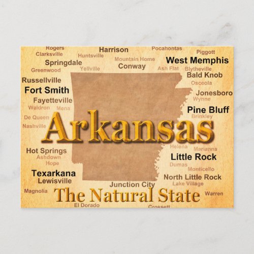 Arkansas Vintage Style Map Postcard