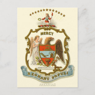 Arkansas Vintage travel - State coat of arms Postcard