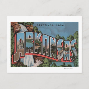 Arkansas (Waterfall Scene) - Large Letter Scenes Postcard