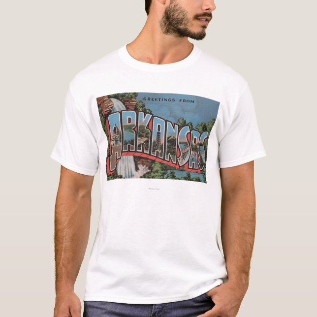 Arkansas (Waterfall Scene) - Large Letter Scenes T-Shirt (Front)