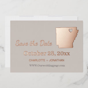 Arkansas Wedding Save The Date Rose Gold  Foil Invitation
