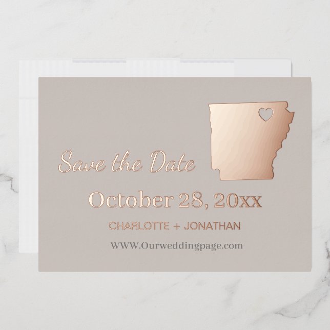 Arkansas Wedding Save The Date Rose Gold  Foil Invitation (Envelope)