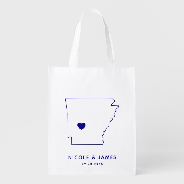 Arkansas Wedding Welcome Bag Tote, Destination Map (Front)