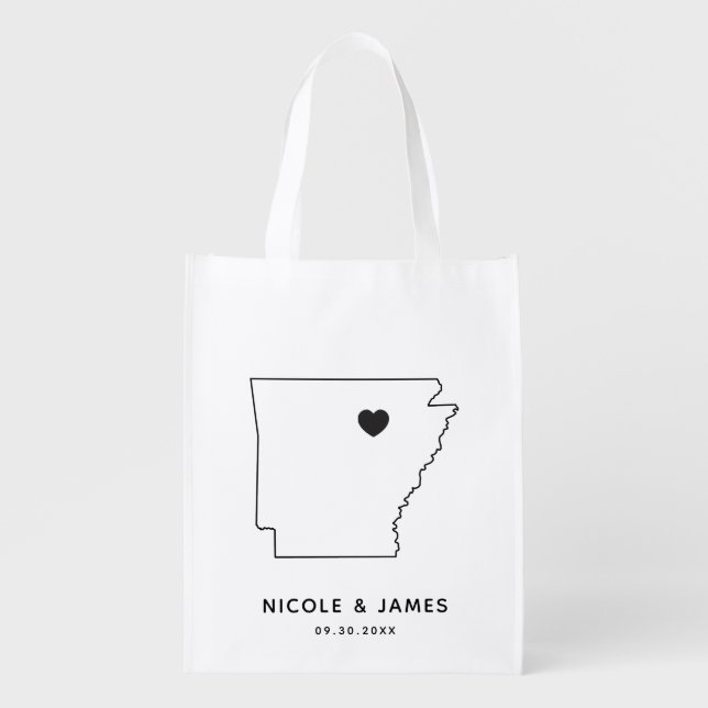 Arkansas Wedding Welcome Bag Tote, Destination Map (Front)