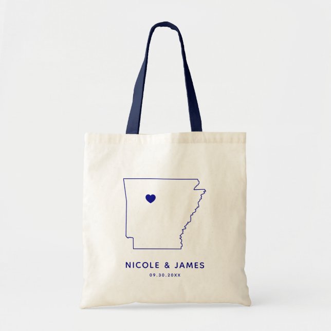 Arkansas Wedding Welcome Bag Tote, Destination Map (Front)