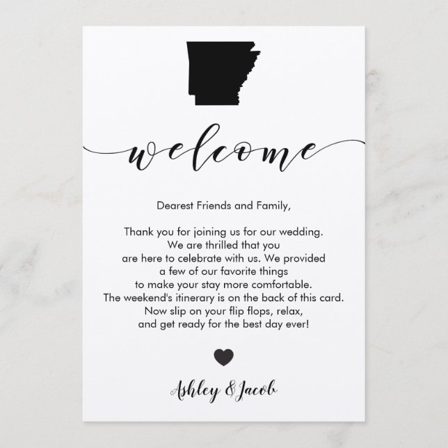 Arkansas Wedding Welcome Letter & Itinerary Card (Front)