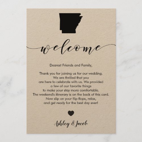Arkansas Wedding Welcome Letter  Itinerary Card