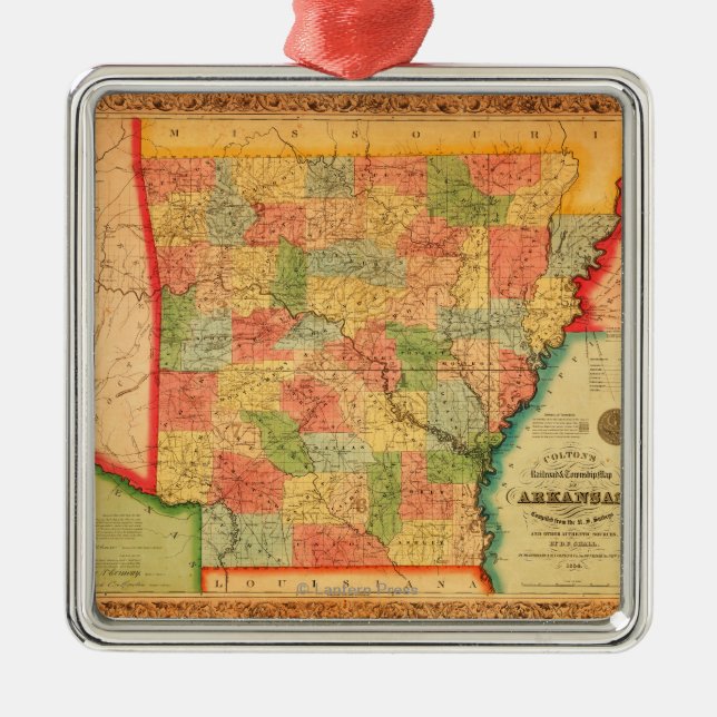 ArkansasPanoramic MapArkansas Metal Ornament (Front)