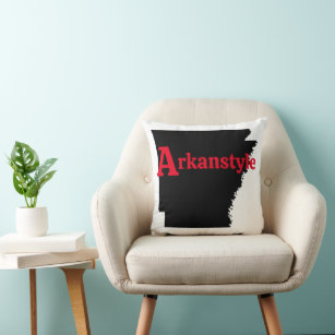 Arkanstyle Red Text Throw Pillow
