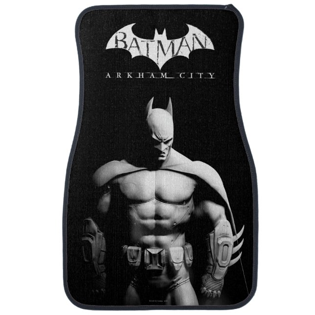 Arkham City | Batman Black and White Wide Pose Car Mat (Front)
