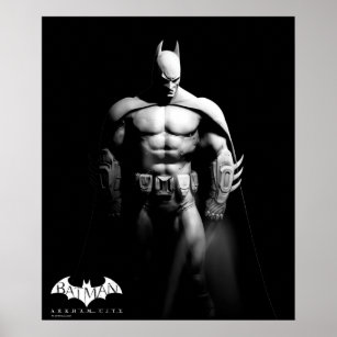 Arkham City   Batman Black and White Wide Pose Poster