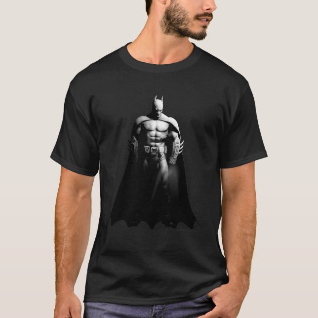 Arkham City | Batman Black and White Wide Pose T-Shirt (Front)