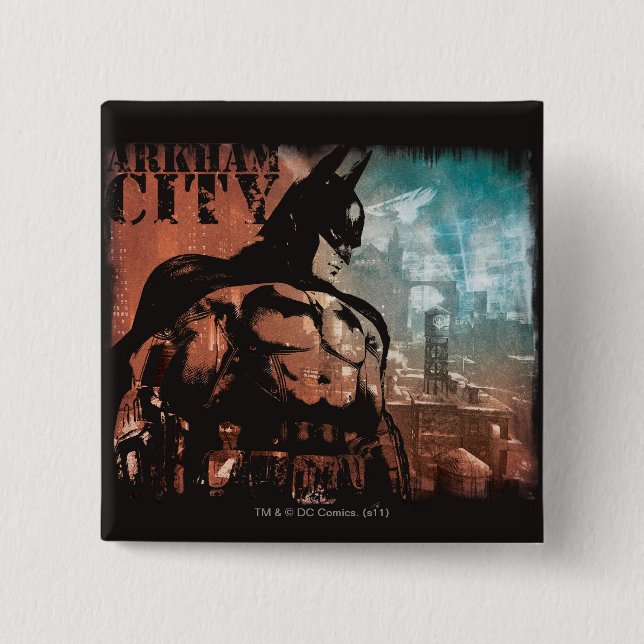 Arkham City Batman mixed media Button (Front)