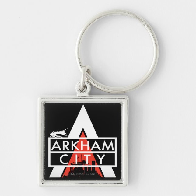 Arkham City Logo White Keychain (Front)