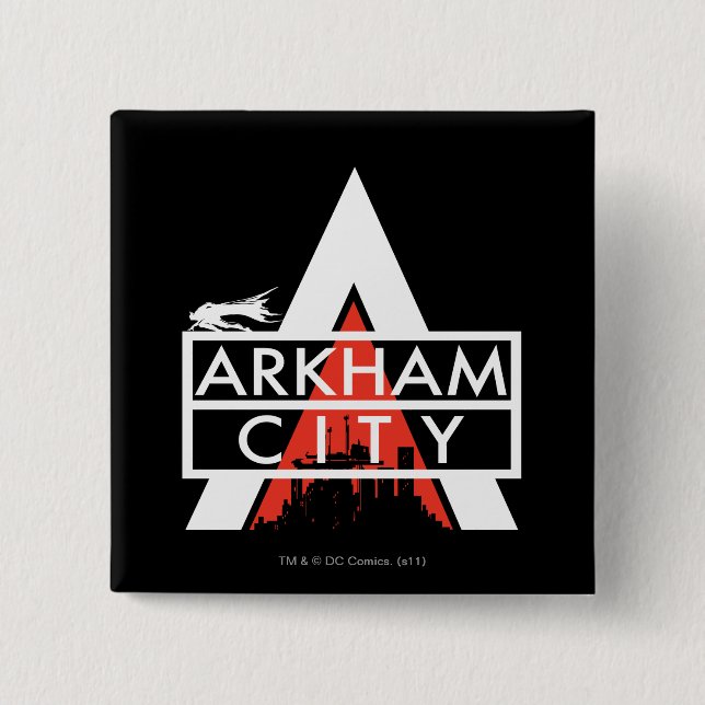 Arkham City Logo White Pinback Button (Front)