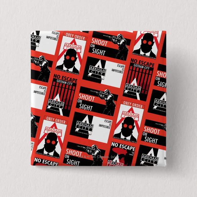 Arkham City Propaganda Pattern Pinback Button (Front)