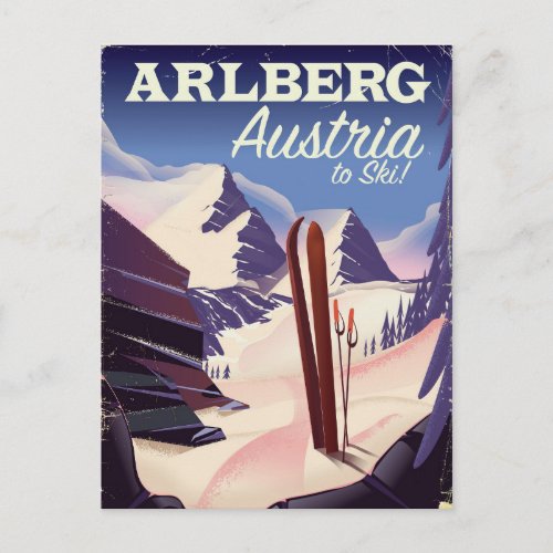 Arlberg Austria ski travel poster Postcard