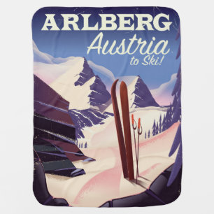 Arlberg Austria ski travel poster Swaddle Blanket