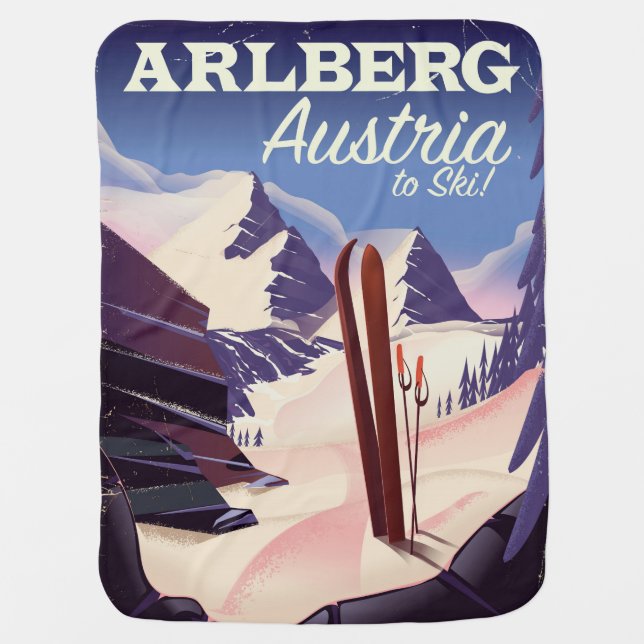 Arlberg Austria ski travel poster Swaddle Blanket (Front)
