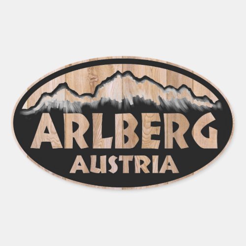 Arlberg Austria wooden sign oval stickers