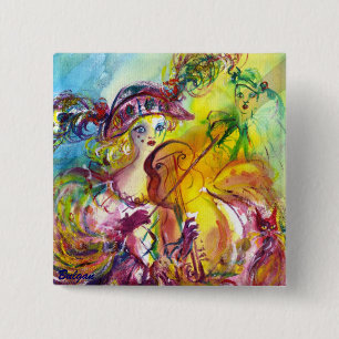 ARLECCHINA VIOLINIST / Venetian Carnival Night Button