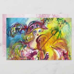 ARLECCHINA VIOLINIST / Venetian Carnival Night St Stationery