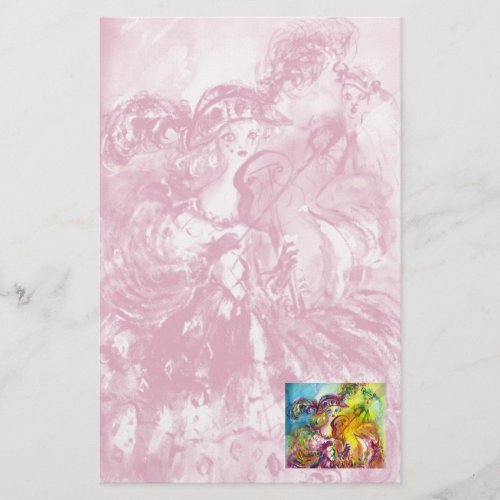 ARLECCHINA  VIOLINIST  Venetian Carnival Night Stationery