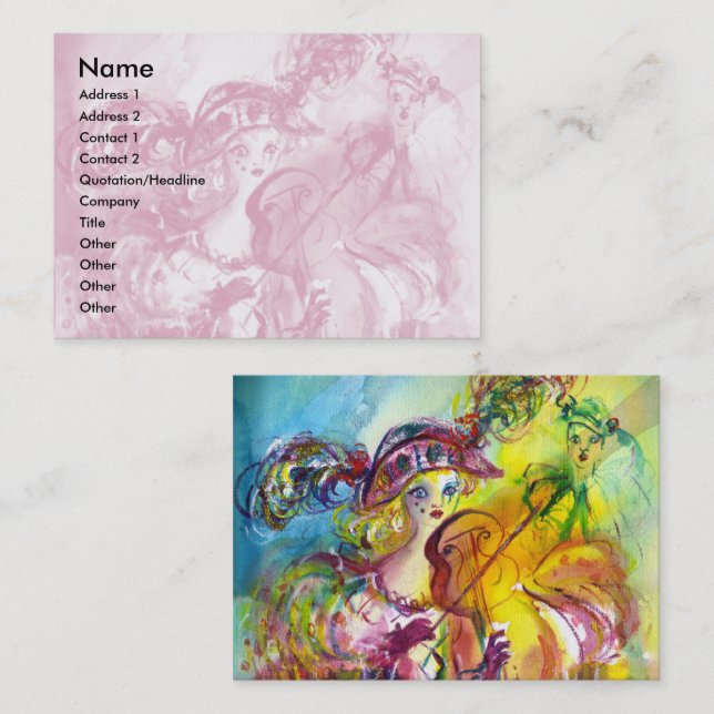 ARLECCHINA VIOLINIST,Violin ,Music,Theater Artist, Business Card (Front/Back)