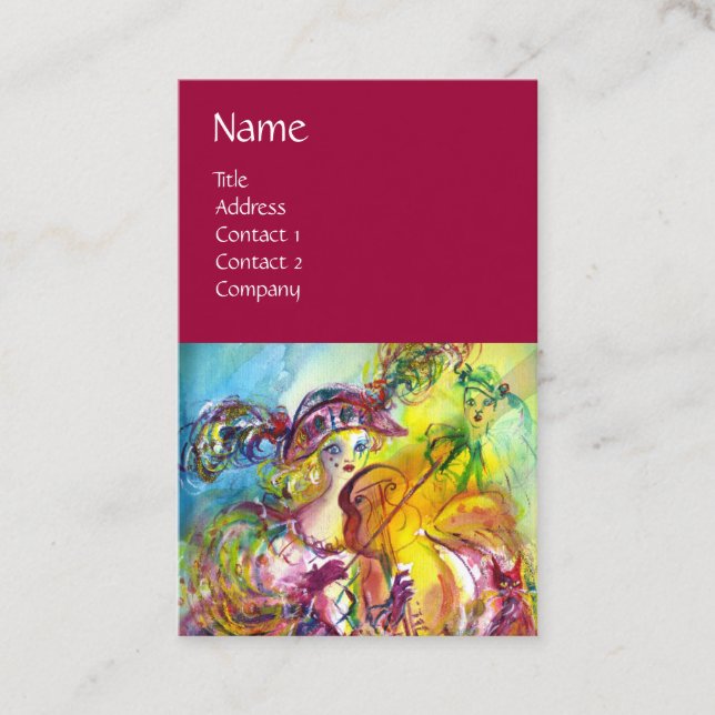 ARLECCHINA VIOLINIST,Violin ,Music,Theater Artist, Business Card (Front)