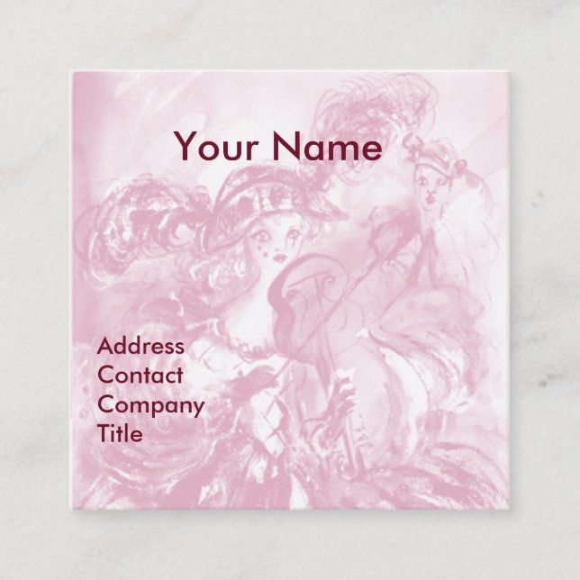 ARLECCHINA VIOLINIST,Violin,Music,Theater Artist, Square Business Card (Front)