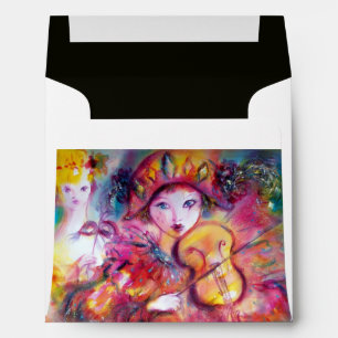 ARLECCHINO AND COLOMBINA bright pink red black Envelope