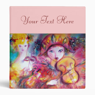 ARLECCHINO AND COLOMBINA / Venetian Carnival Masks 3 Ring Binder