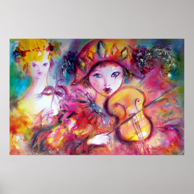 Arlecchino and Colombina / Venetian Masquerade Poster (Front)