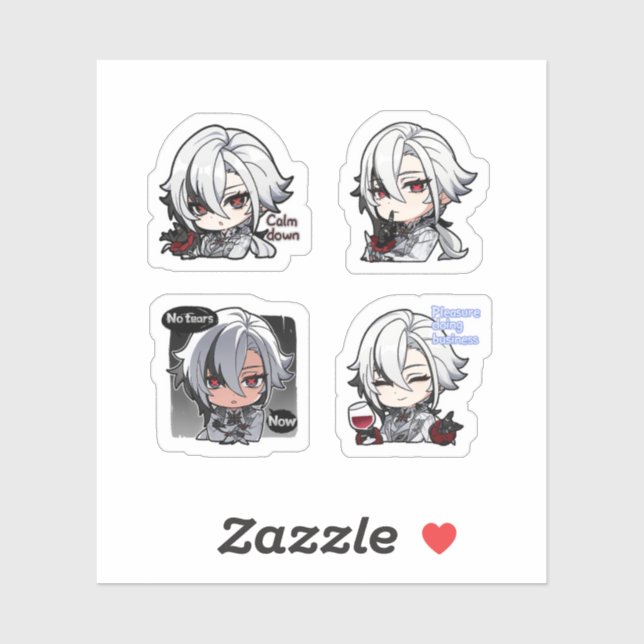 Arlecchino Genshin Impact 4 Pack Sticker Sheet (Sheet)