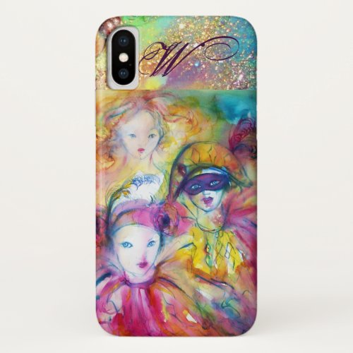 ARLECCHINO PIERO AND COLOMBINA   MONOGRAM iPhone XS CASE