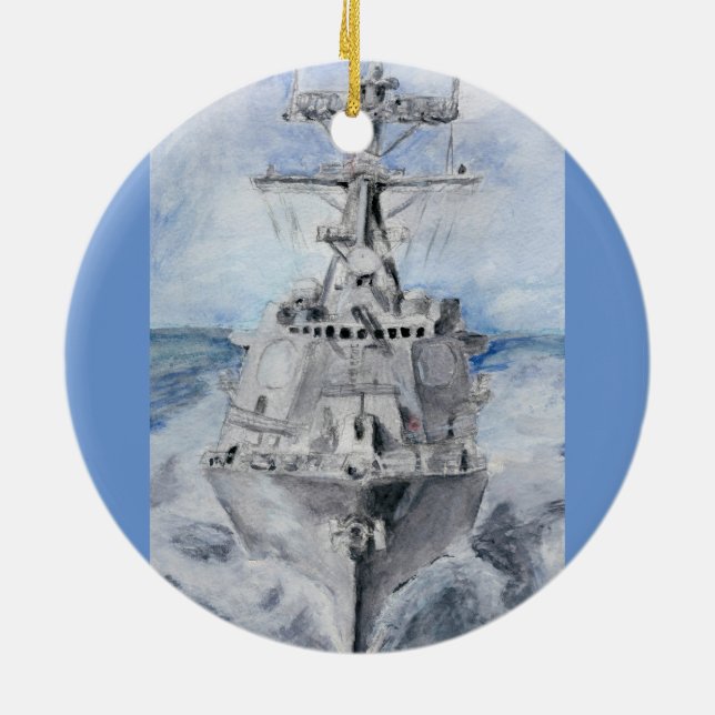  Arleigh Burke Class Destroyer Ceramic Ornament (Back)