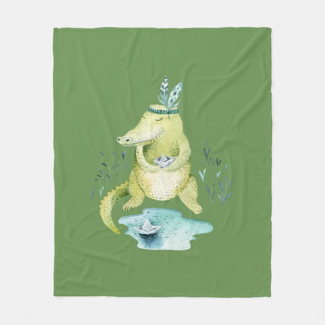Arlena the Alligator Fleece Blanket (Front)