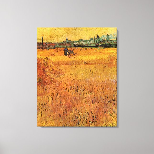 Arles View from the Wheat Fields. Vincent van Gogh Canvas Print (Front)