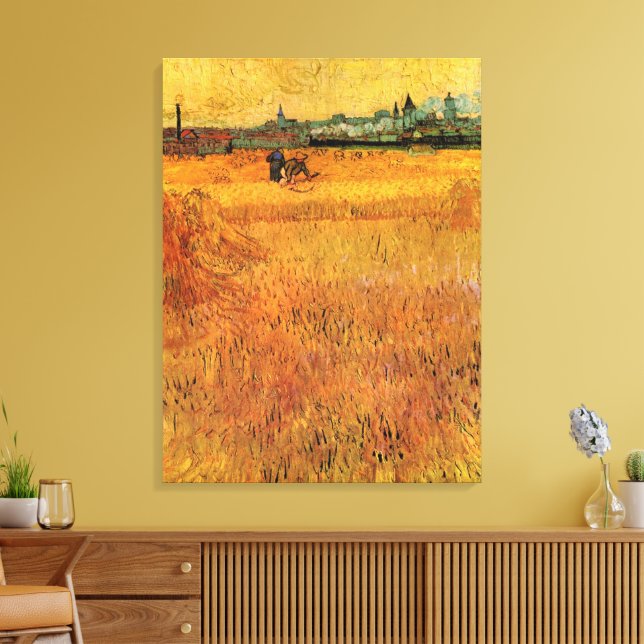 Arles: View from Wheat Fields by Vincent van Gogh Canvas Print (Insitu(LivingRoom))