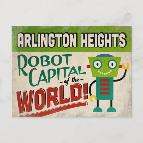 Arlington Heights Illinois Robot _ Funny Vintage Postcard