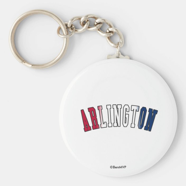 Arlington in Texas State Flag Colors Keychain