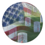 Arlington National Cemetery, American Flag Classic Round Sticker