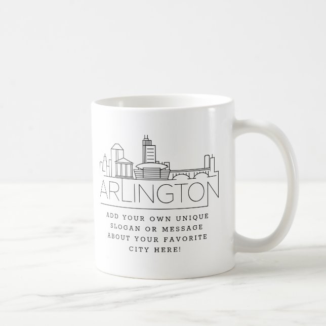 Arlington Stylized Skyline | Custom Slogan  Coffee Mug (Right)
